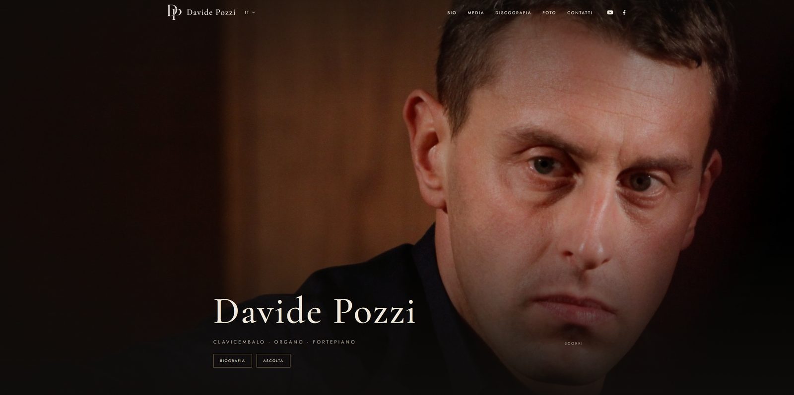 Home page of davidepozzi.net, the website of a harpsichordist and organist